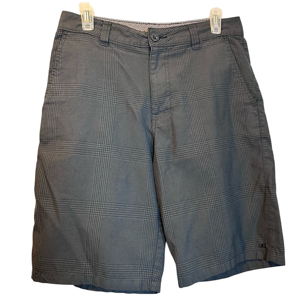 ONeil Charcoal Gray and Black Plaid 30 Waist Shorts